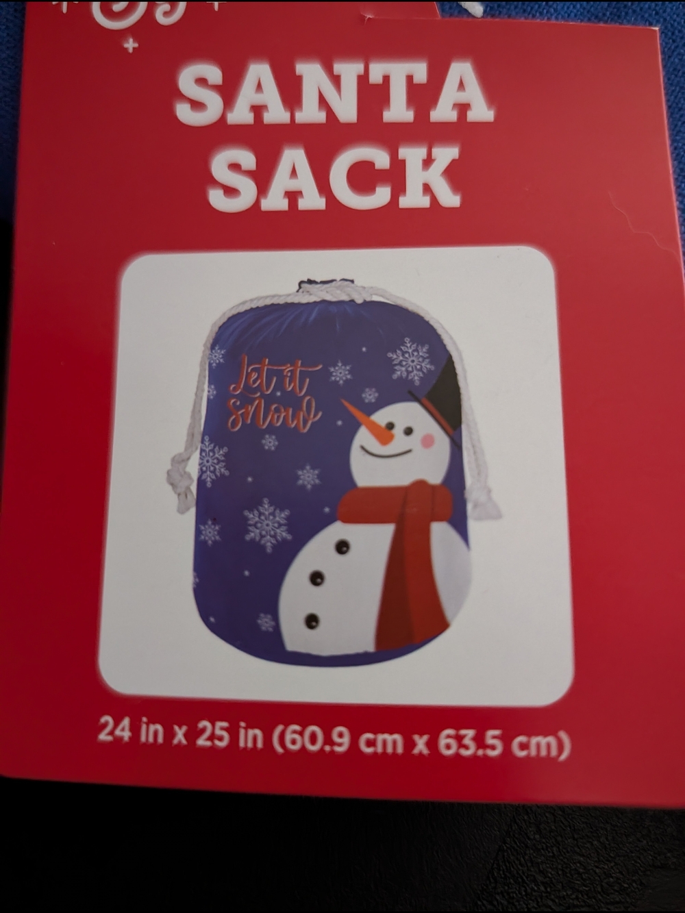 Snowman Santa Sack Holiday Canvas Gift Bag With Rope Handles